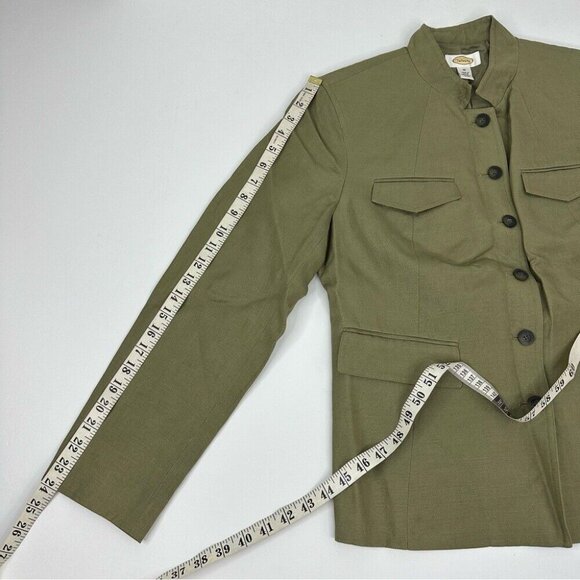 Talbots Women's Green‎ Silk Linen Mandarin Collar Button Up Luxury Blazer 10/C39 - Picture 14 of 14
